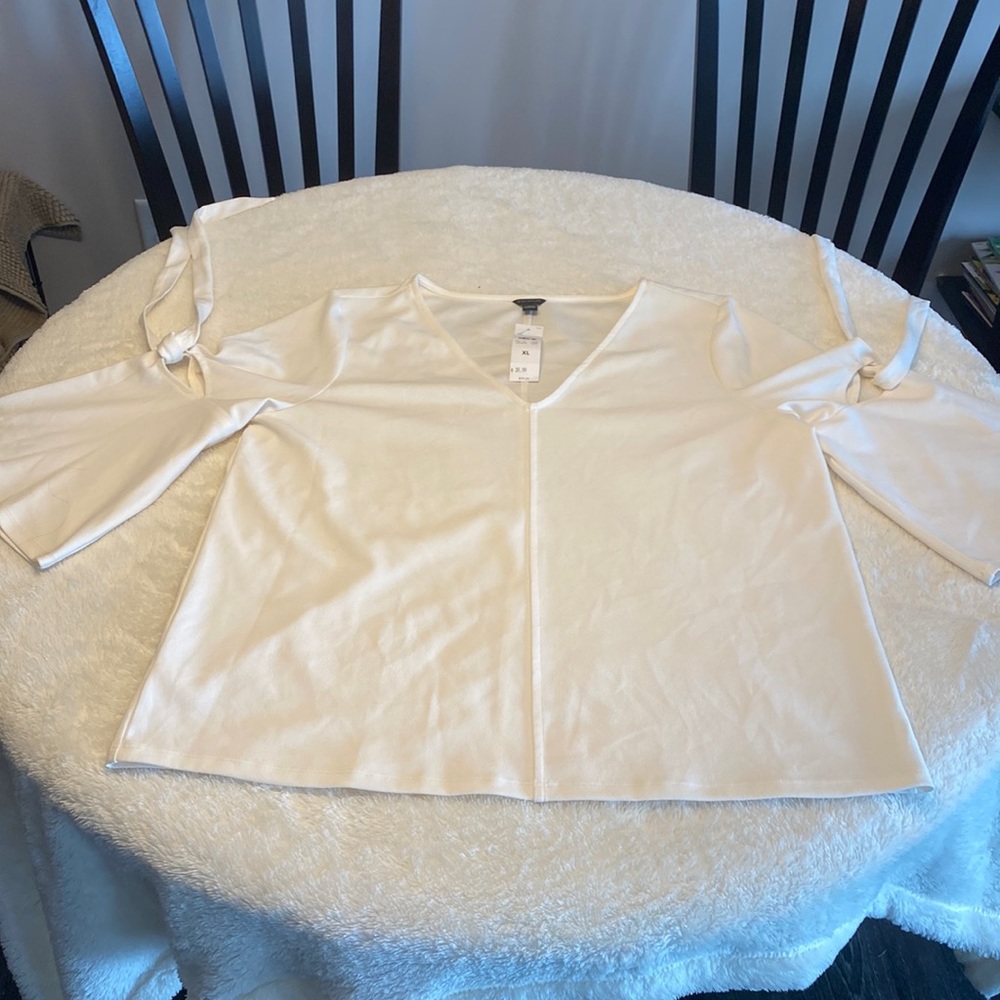 Ann Taylor White blouse with ties on arms